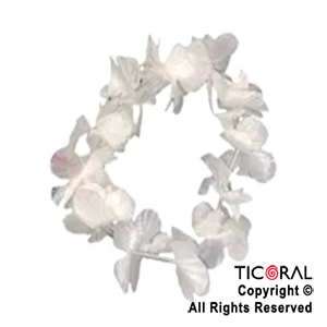 VINCHA TIARA HAWAIANA FLORES TELA BLANCA x 12